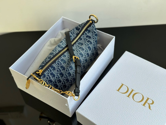 Christian Dior Diorstar Hobo Bag with Chain  Blue Denim Dior Oblique Jacquard Christian Dior Diorstar Hobo Bag with Chain  Blue Denim Dior Oblique Jacquard