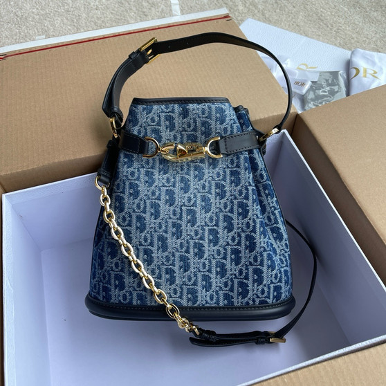 Christian Dior Medium C'est Dior Bag  Blue Denim Dior Oblique Jacquard  Christian Dior Medium C'est Dior Bag  Blue Denim Dior Oblique Jacquard