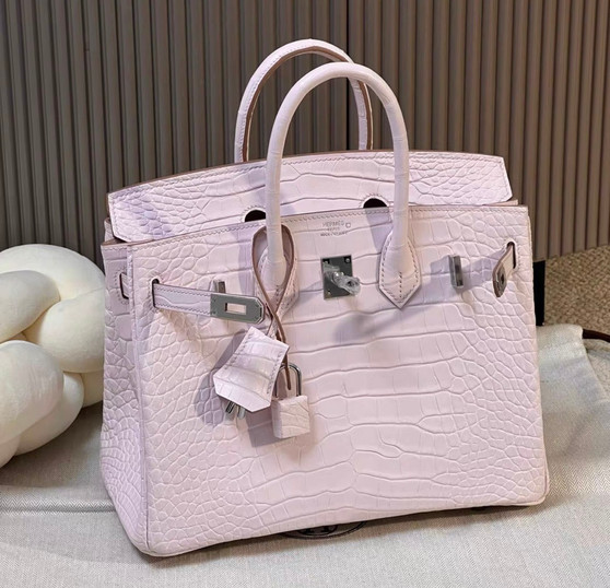 Hermes Birkin 25cm Mauve Pale  Matte Alligator  with Palladium hardware Hermes Birkin 25cm Mauve Pale  Matte Alligator  with Palladium hardware