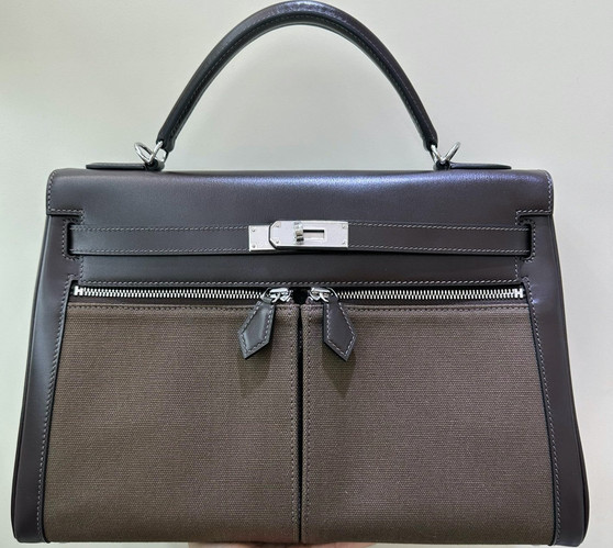 Hermès Kelly 35 Lakis Box/Canvas PHW