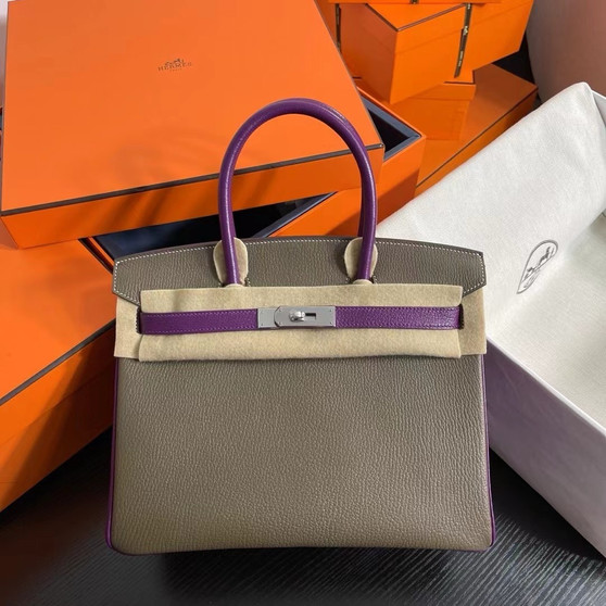 Hermes Special Order Bi-coloured Birkin 25cm Togo Palladium Hardware  Hermes Special Order Bi-coloured Birkin 25cm Togo Palladium Hardware