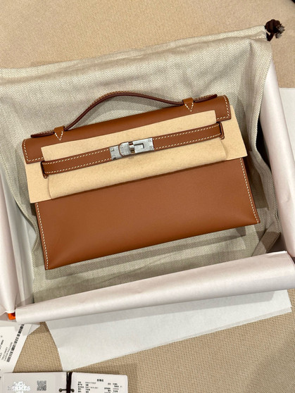 Hermès Gold Mini Kelly Pochette Swift leather Palladium hardware