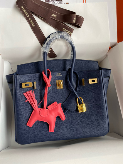 Hermes Deep Blue Birkin 25 cm Togo Gold Hardware