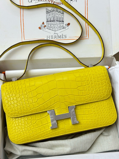 Hermès Constance Wallet To Go Mimosa Matte Alligator Gold Hardware