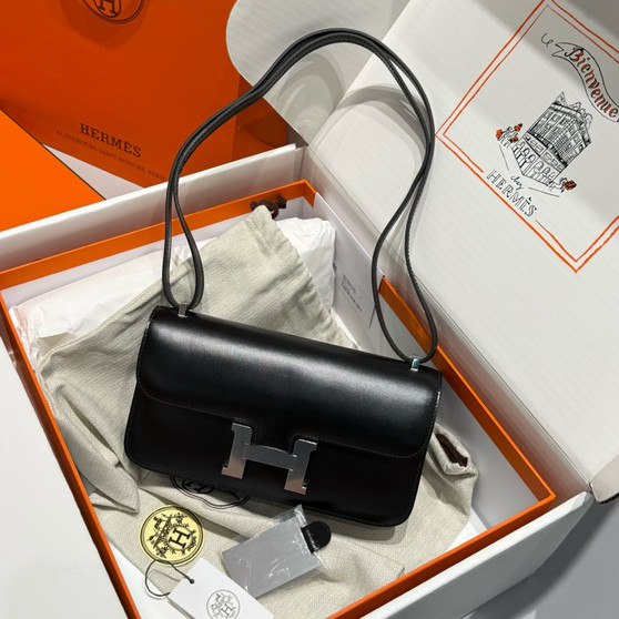 Hermès Constance Elan handbag in Black Box Leather with Palladium Hardware