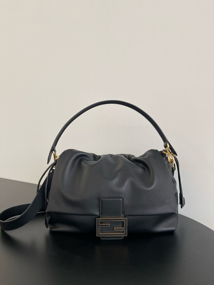  Fendi Mamma Baguette Large  nappa leather bag Black