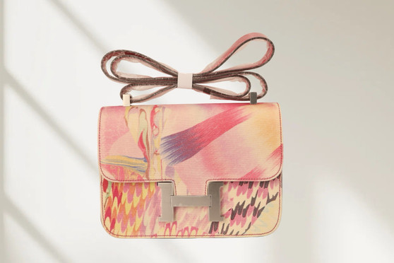 Hermès Limited Edition Marble Silk and Rose Mexico Swift Constance 24 Palladium Hardware