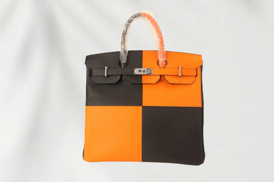 Hermès Black and Orange H Togo HAC Casaque Birkin 40 Palladium Hardware