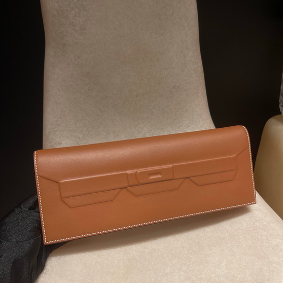 Hermès Shadow Clutch Gold Swift Leather