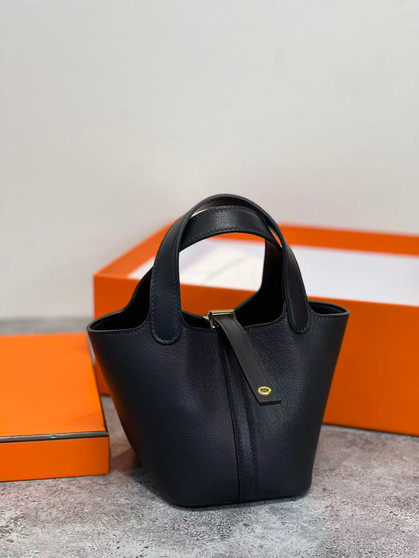 Hermes Picotin Lock Micro Mini 14 Bag Black Clemence Tote Gold Hardware