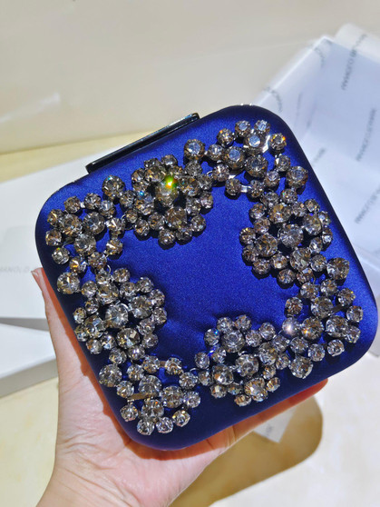 Manolo Blahnik Hangi Petinia Crystal Purple Silk Clutch