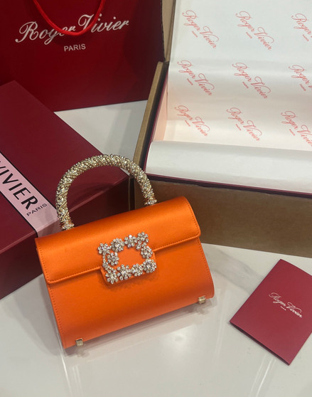 Roger Vivier Efflorescence Mini Bag in Satin Orange