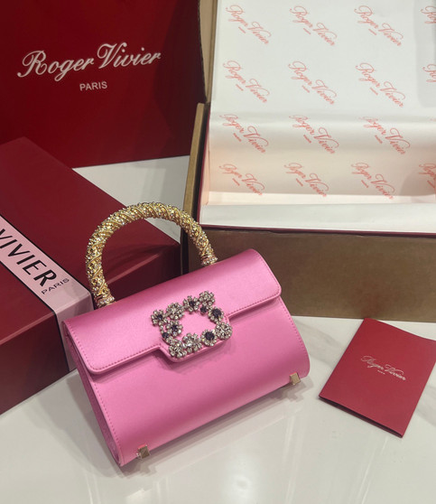 Roger Vivier Efflorescence Mini Bag in Satin Pink