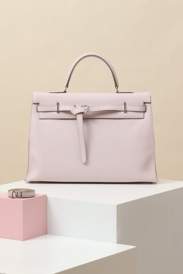 Hermès Kelly Flat 35 Handbag Craie Palladium Hardware