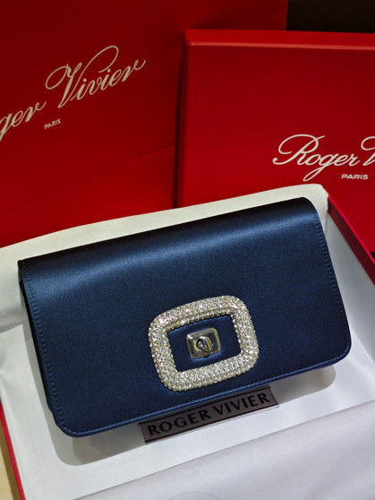Roger Vivier Viv' Choc Mini Clutch Navy