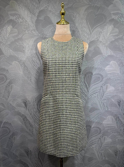 Christian Dior Houndstooth Beaded Sequin Sleeveless Dress (Medium: Bust 88cm, Waist 82cm, Length 88cm)