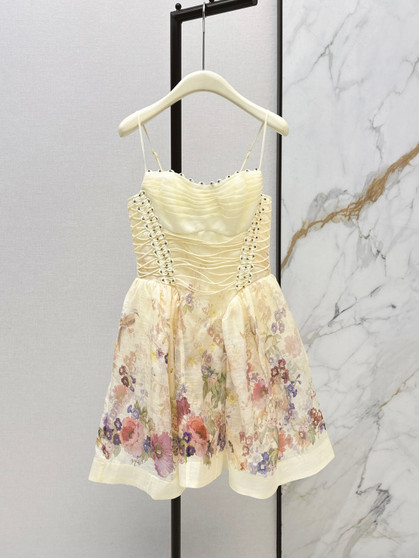 Zimmen-M 26Ss early spring floral strapless mini dress