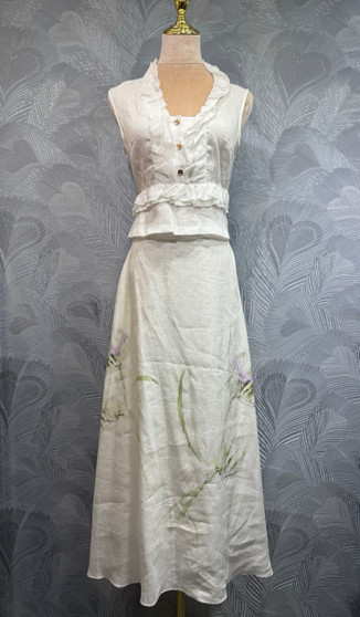 2026 summer new Zimmermann linen solid color top and skirt set