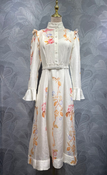 Zimmermann Stand Collar Floral Long Sleeve Dress - 2026 Summer New Collection