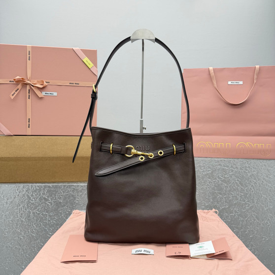 Miu Miu Aventure Nappa Leather Bucket Bag - Heather