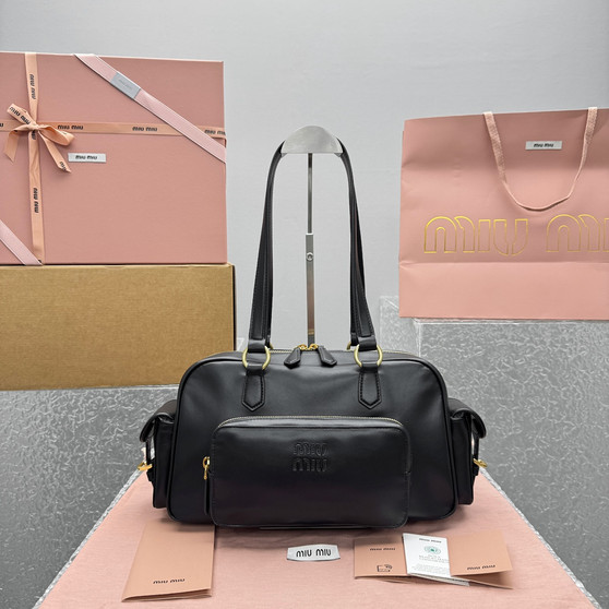 Miu Miu Pocket Moto Bag – Black Nappa Leather