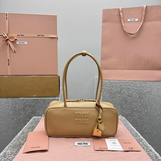 Miu Miu Beau Nappa Leather Top-Handle Bag – Apricot
