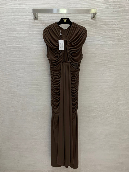 Schiaparelli Fish-Bone Tuck Body-Con Maxi Dress – Collection Variant
