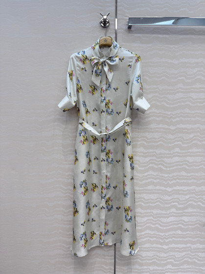 Christian Dior Garden World Oriental Floral Print 100% Silk Charmeuse Dress – Ivory