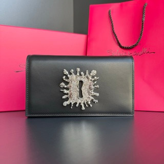 Schiaparelli Serrure Clutch Navy Velvet