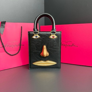 Schiaparelli Face Tote Small Gold Croc