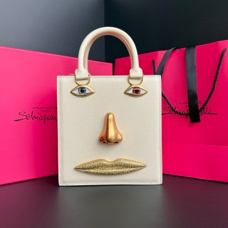 Schiaparelli Face Tote Large Black Cream