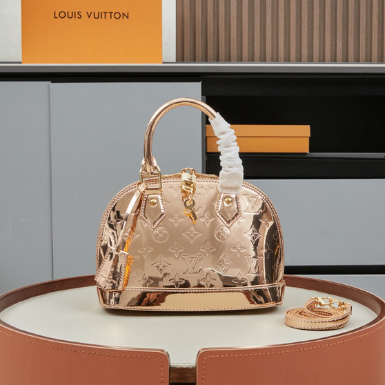 Louis Vuitton Alma BB M27037 Metallic Copper Monogram Vernis Handbag
