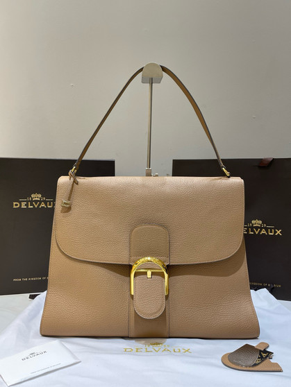 Delvaux Brillant Tempo Large Sand Allure Calf, Gold Hardware