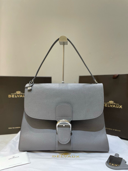 Delvaux Brillant Tempo Large Pearl Grey Allure Calf, Palladium Hardware