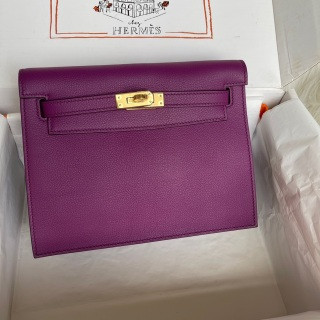 Kelly Dance Anemone Purple Evercolor Leather Gold  Hardware