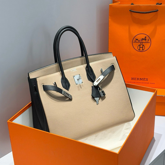 Hermès Birkin 35 Special Order (HSS) Bicolor in Dove Gray & Black Togo