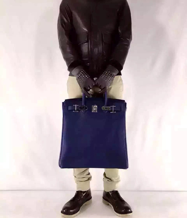 Hermes Bleu Saphir Haut A Courroies Bag Togo 40cm Palladium Hardware