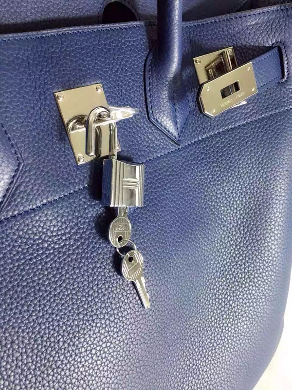 Hermes Bleu Saphir Haut A Courroies Bag Togo 40cm Palladium Hardware