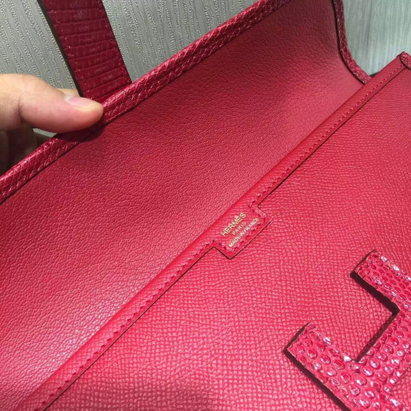 Hermes Rouge Moyen JIGE ELAN 29 cm Epsom with Lizard leather Hardware