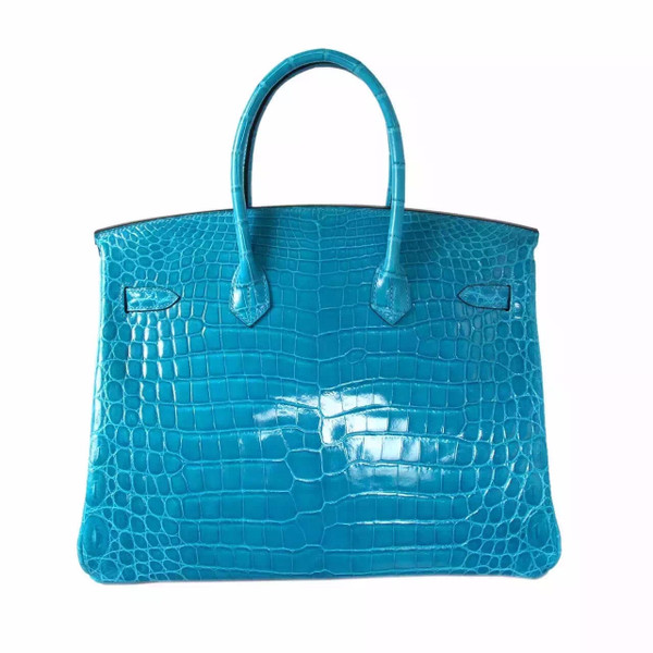 Hermes Blue Atoll 3P Niloticus  crocodile Birkin 35cm Gold Hardware