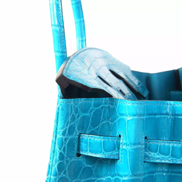 Hermes Blue Atoll 3P Niloticus  crocodile Birkin 35cm Gold Hardware