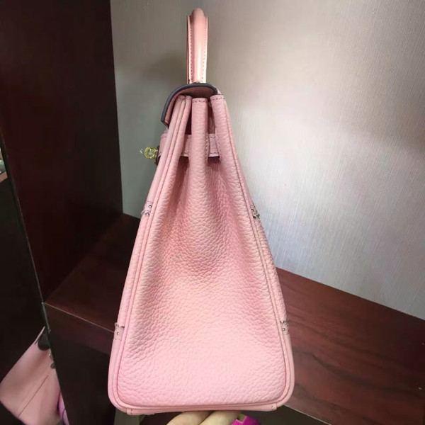 Hermes Limited Edition Rose Sakura 3Q Ghillie Kelly 32cm Togo Palladium Hardware