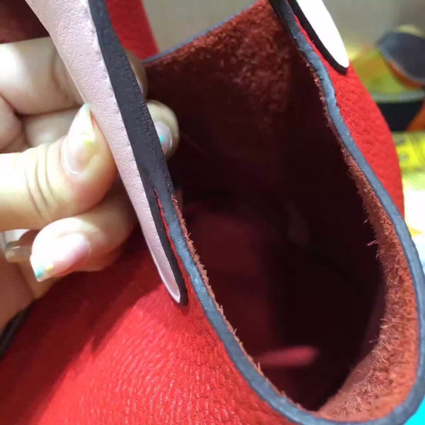 Hermes Rose Sakura 3Q Swift/ Rouge Vif Togo Picotin Lock GM Togo Leather Bag