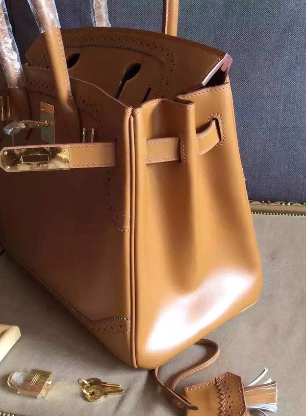 Hermes Limited Edition Noisette Ghillie Birkin 30cm Togo Gold Hardware