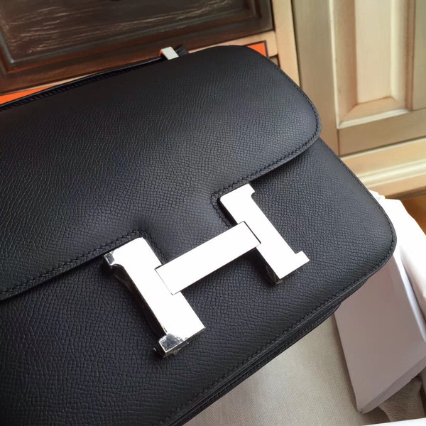  Hermes Black Constance 24 Epsom bag with Palladium Hardwares 