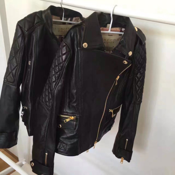 Burberry QUILTED DETAIL LAMBSKIN BIKER JACKET