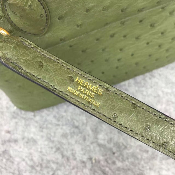 Hermes Vert Anis Bolide 27cm Bag Ostrich Leather