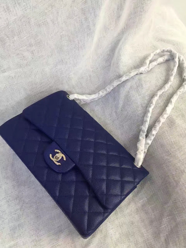 Chanel Reissue 2.55 Flap Bag size 227 in Blue Caviar Leather