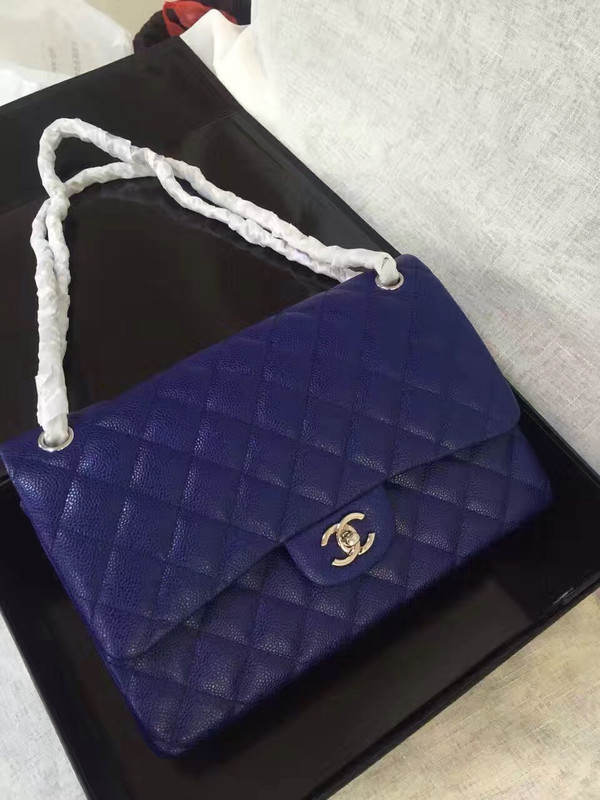 Chanel Reissue 2.55 Flap Bag size 227 in Blue Caviar Leather