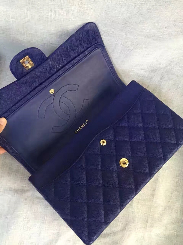 Chanel Reissue 2.55 Flap Bag size 227 in Blue Caviar Leather